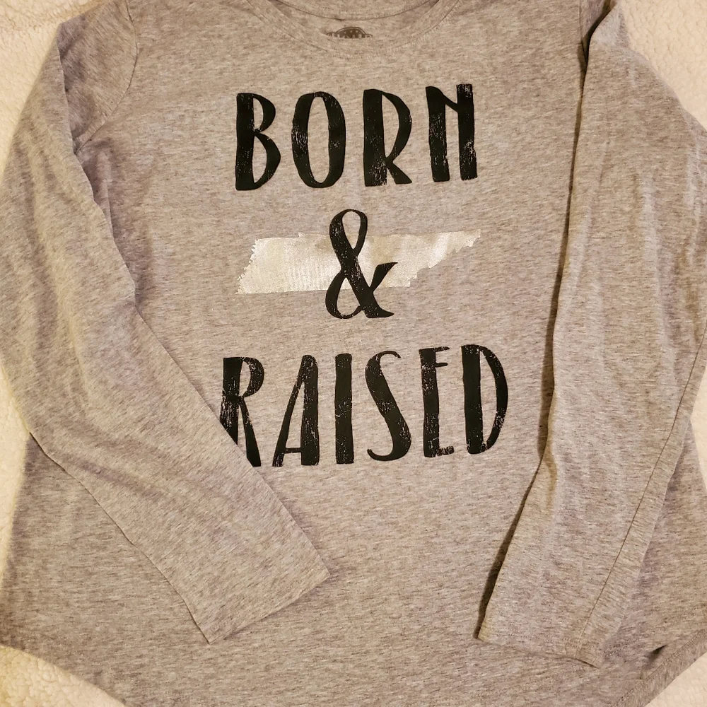 Womens Tennessee born and raised long sleeved gray 2x t-shirt - Picture 2 of 8